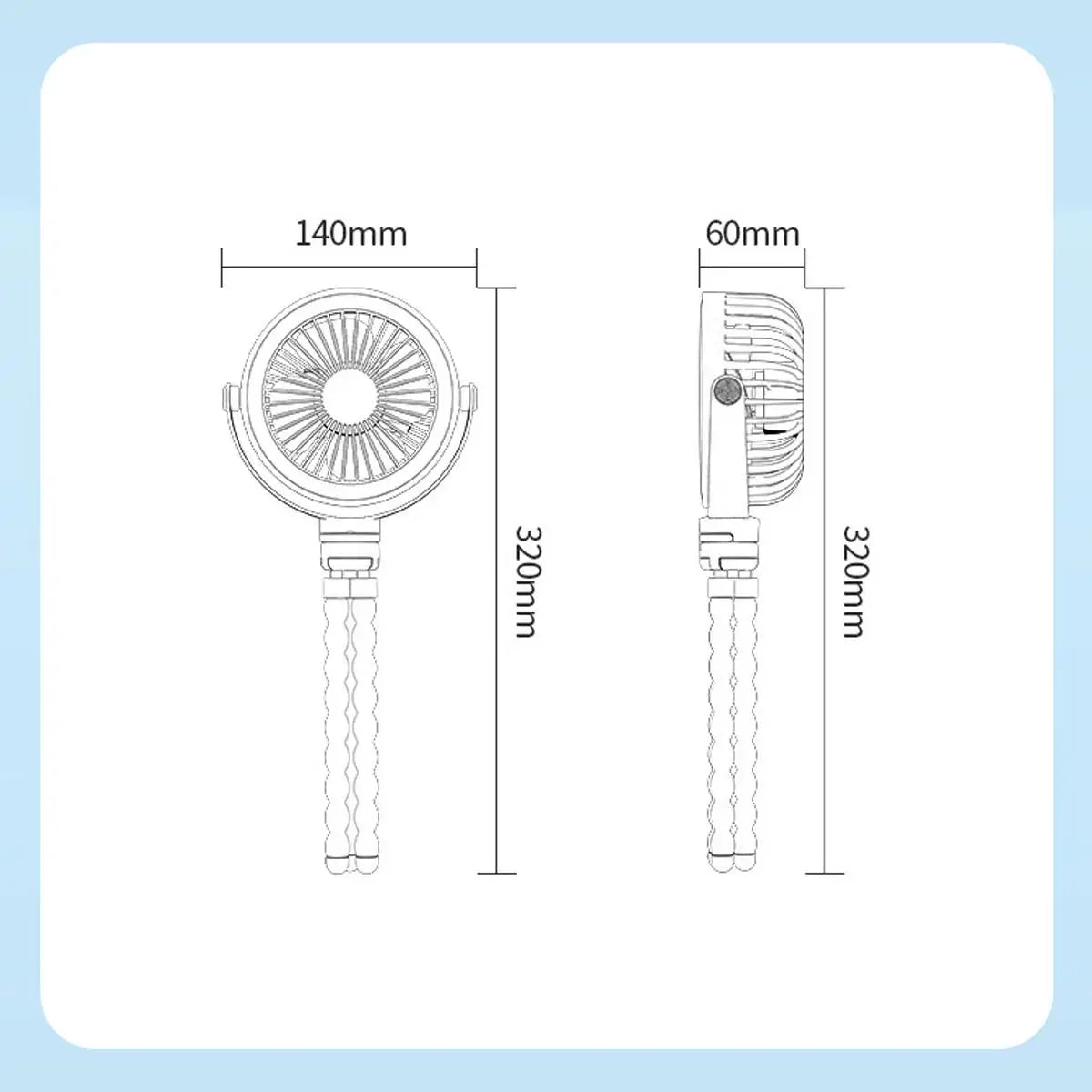 Portable Rechargeable Octopus Baby Stroller Fan - USB Flexible Desk Fan with Night Light