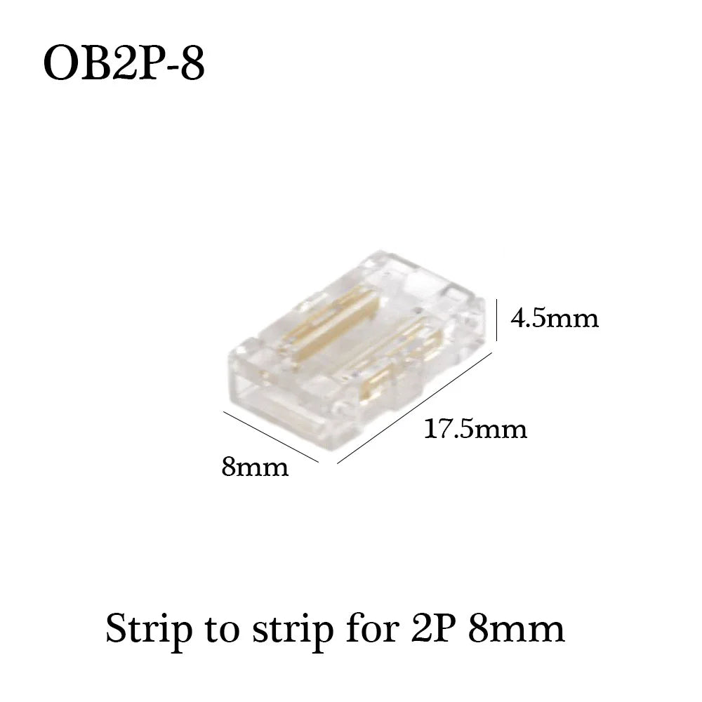 COB LED Wire Connector 5 8 10mm Connection Solderless Mini Buckle FCOB RGB CCT LED Strip Lights 2 3 4 Pin No Dark Area Connector