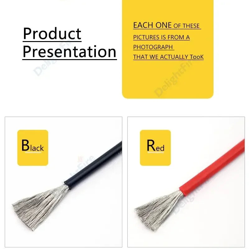 Electrical Wire Red Black Heat Resistant Silicone Cable 24 22 20 18 16 14 12 10 8 6 4 awg gauge for Car Auto Battery