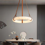 2026 Circular Marble Leather LED Hanging Lamp Modern Bedroom Living Room Main Light Fixture Nordic Faux Marble Pendant Light