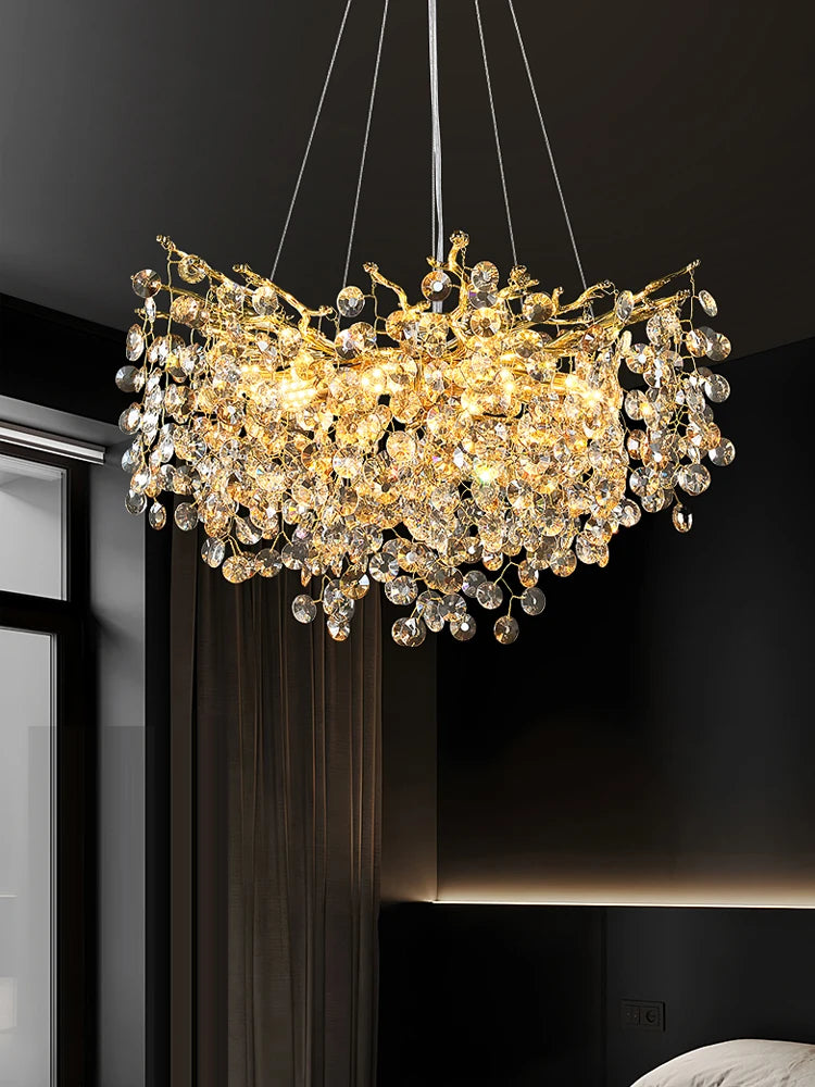 Modern Luxury LED Crystal Chandelier - Elegant Hanging Light for Living Room