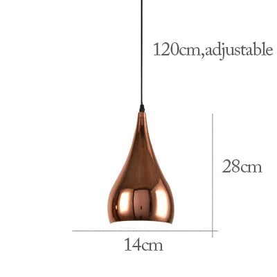 Nordic Rose Gold Pendant Lights Plated Metal Hanging Lamp Fixtures Dining Room Kitchen Island Bar Café&#39;s Indoor Decors Lighting E27