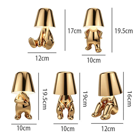  Little Golden Man Night Light Resin Led Table Lamp Coffee Bar Bedroom Room Decors Cartoon Thinker Lamp Children's Day Gift