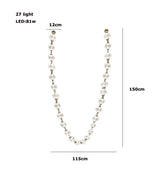 2026 Trendy Pearl Necklace Design LED Dimmable Chandelier Balls Staircase 6 m Long Suspension Luminaire Lampen For Living Room