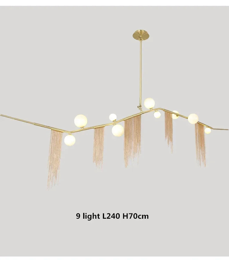 Designer G9 Chandelier Gold Tassel Led Glass Pendant Chandelier Lighting Living Room Rod Hanging Lamp Fixtures Room Decor