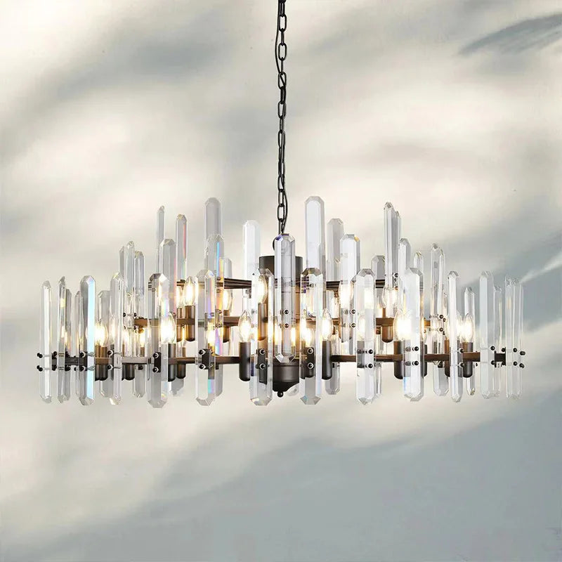 2026 Luxury Crystal Round Pendant Light - Dimmable Gold/Black Chandelier