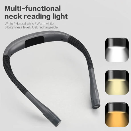 LED Neck Reading Light Book Light for Reading in Bed Bendable Arms Rechargeable Perfect for Reading Running Knitting Camping