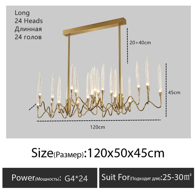 Luxury Crystal Pendant Chandelier Nordic Tree Branch Candle Shaped Indoor Lighting Living Room Bedroom Led Decoration Light