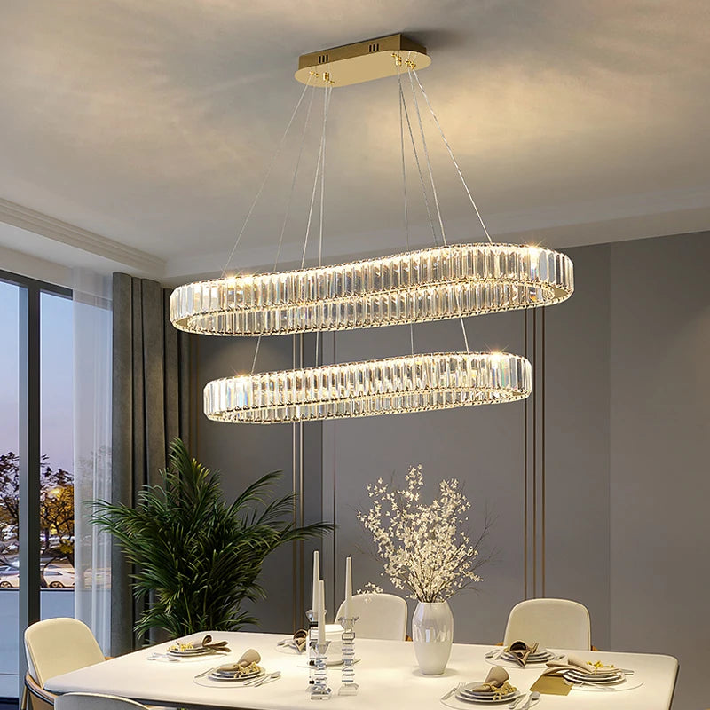 Modern Luxury Crystal Pendant Lights Home Dining Room Bar LED Lighting Lustre Decoration Indoor Ceiling Chandelier Lamp Fixtures