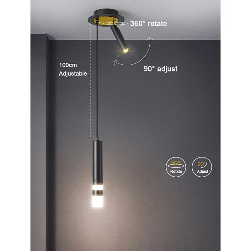 2 in 1 LED pendant light modern chandelier hanging lamp with Spotlights indoor lighting home decor for living room bedroom