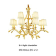 American Retro Luxury Gold Copper Chandeliers Living Dining Bedroom Pendant Lights Fabric Shades Flower Deco Led Lighting Lamps