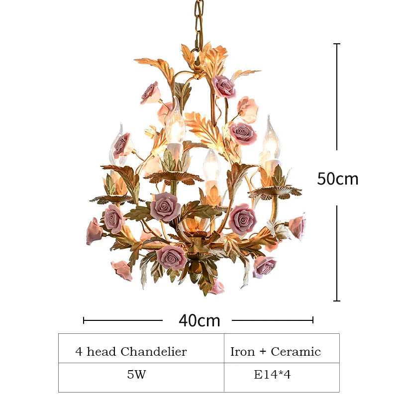 Nordic Light Luxury E14 LED Chandelier Rose Copper Ceramic Pendent Lamp Restaurant Living Room Bedroom Home Lighting Decoration
