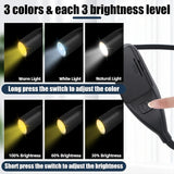 Neck Reading Light with 3 Colors & Dimmable Brightness - Portable Battery Operated Wearable LED Book Light for Crocheting, Knitting & Crafting