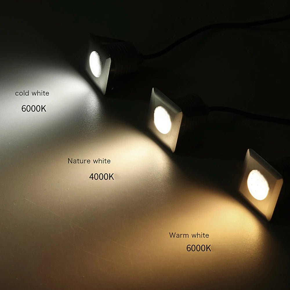 Waterproof 3W LED Garden Buried Light - Square Outdoor Recessed Deck Spotlight