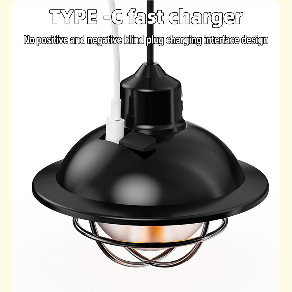 Outdoor Camping Tent Light Multifunctional Retro Hanging Horse Light Cob Emergency Portable Light USB Charging Light
