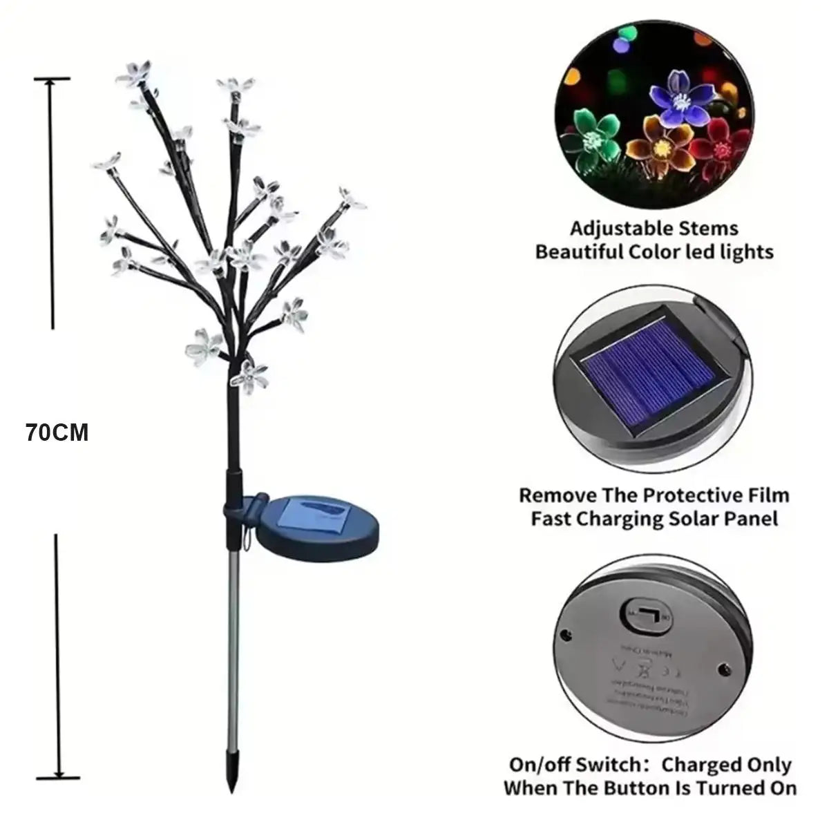 Solar Cherry Blossom Ground Lamps - Waterproof Outdoor LED Garden Flower Lights