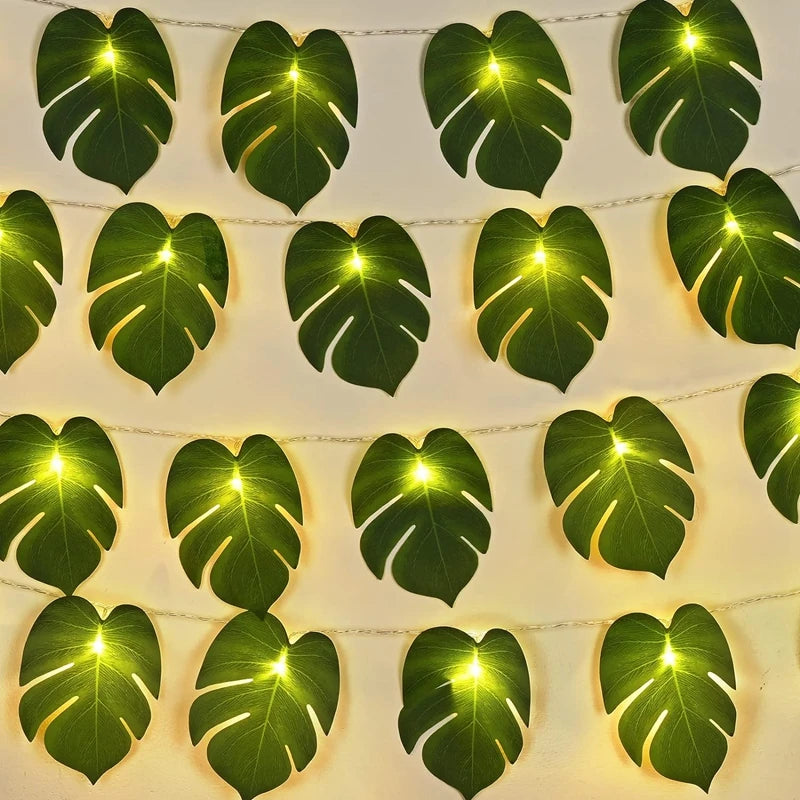 Artificial Turtle Leaves LED String Lights for Birthday Hawaiian Luau Party Jungle Beach Theme Wedding Decorations Home Garden