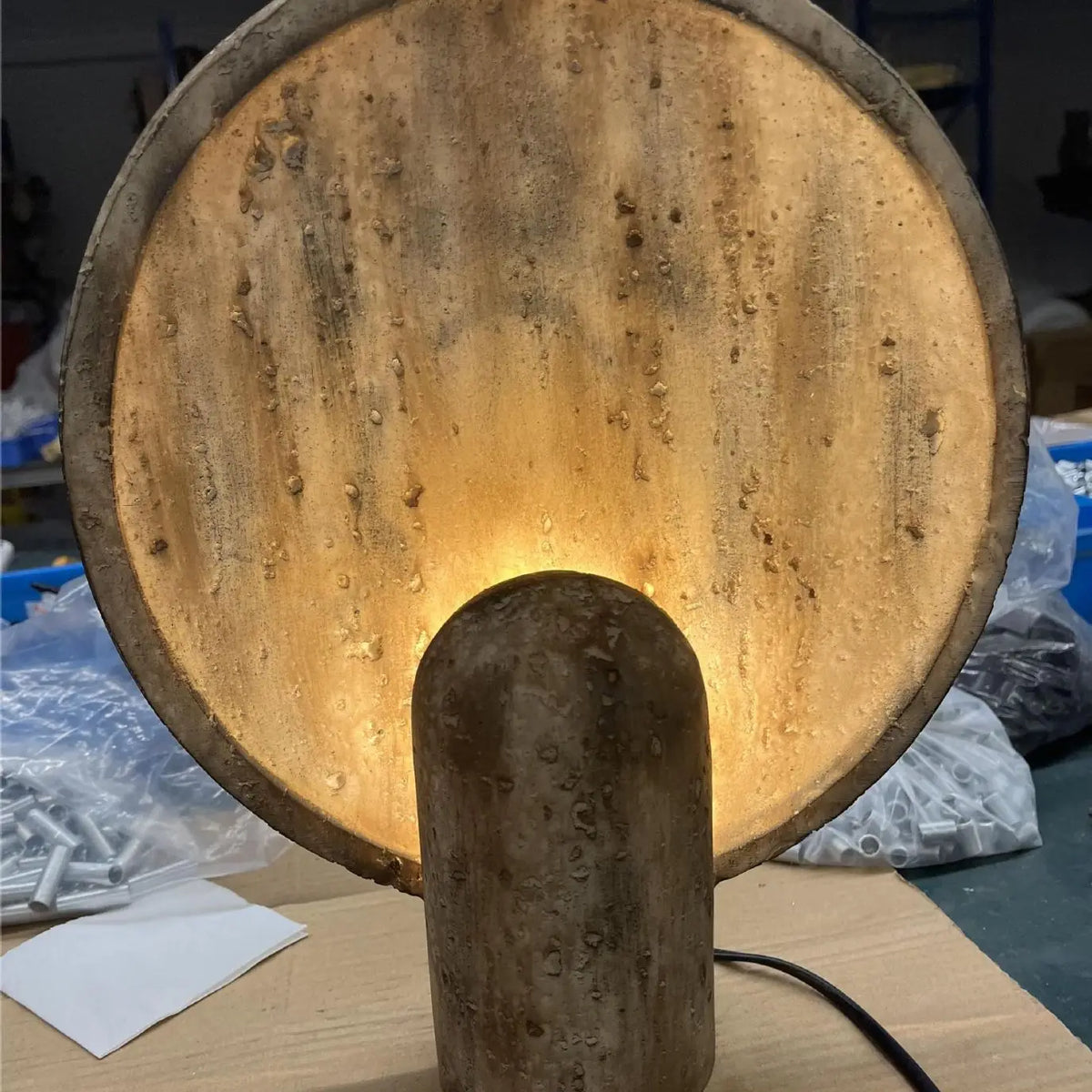 Modern Living Room Brown Luxury Dark Travertine Rock Minimalist Nordic Bedroom Home Decor LED Modern Resin Table Lamp