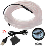1M/2M/3M/5M Colour Car Interior Lighting LED Strip Auto Decoration Wire Rope Tube Line Flexible Neon Lights USB Drive Atmosphere