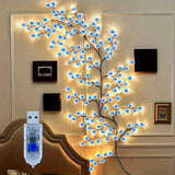 LED Blue Cherry Willow Vine Lights - Cherry Blossom Branch Lights with Timer