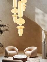 Nordic Silk Pendant Lamp For Staircase Living Room Loft Italian Designer White Silk Pendant Lights Led Hanging Chandelier