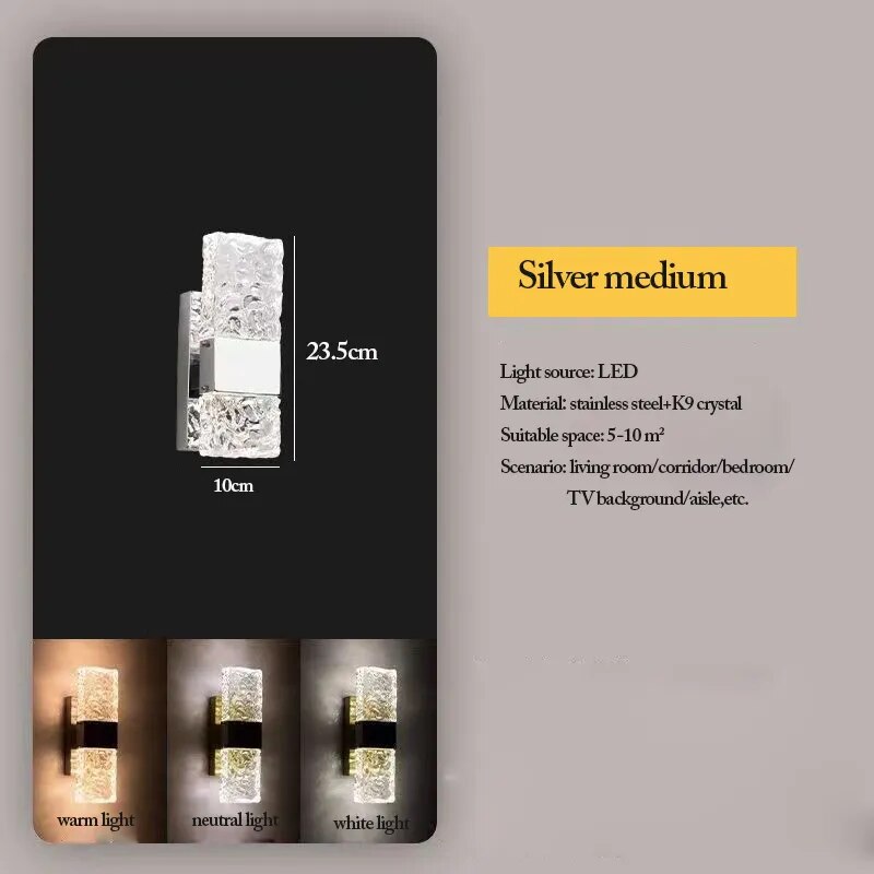 Corrugated Crystal Wall Lamps Modern LED Lighting Indoor Wall Sconces Living Room TV Background Bedroom Aisle Home Decor Lustre