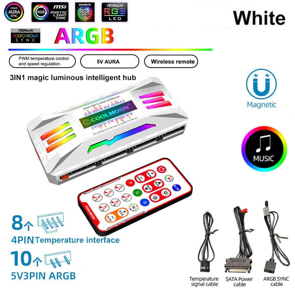 ARGB Fan PWM Hub, 5V 3Pin 4Pin, Temperature Control, Cooling Remote Control, Aura Sync, Performance and Aesthetics, Dynamic Cooling, Temperature Sensing Intelligence, Seamless Connectivity, Remote Precision, Stunning ARGB Illumination, 60W Max Load Power, Reliable Craftsmanship, User-Friendly Installation, Certified Quality, Universal Compatibility, Cooling Experience, Lighting Effects, System Performance.
