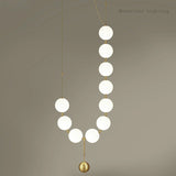 European Luxury Necklace Glass Ball Pendant Light - Modern White Pearl Bean Chandelier Fixture for Restaurant, Hotel Hall & Dining Room