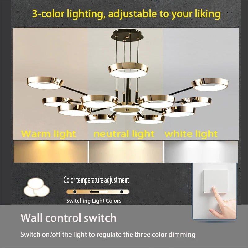 Modern chandelier bedroom living room led pendant light kitchen dining room lighting height adjustable ceiling chandelier