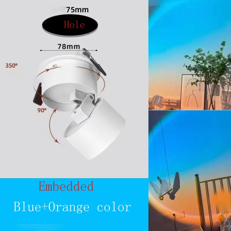 Modern LED Sunset Lamp Adjustable Angle Ceiling Lights Surface Mounted Washing Spotlight Living Room Hallway Wall Sconce Bedroom
