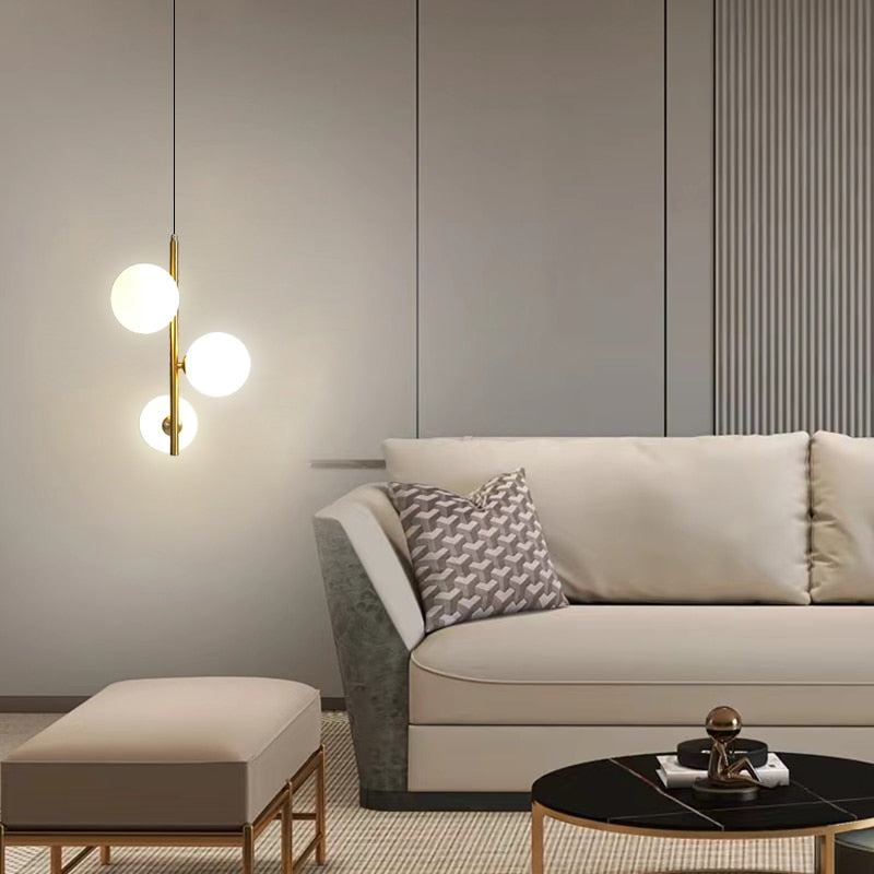 Nordic Glass ball LED Pendant lights Brass Black Bedroom Hanging Lamp Modern Living room Dining Decor Lights Fixture
