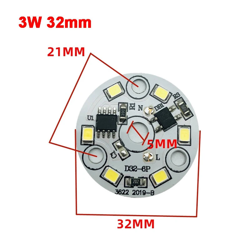 AC 220V Driver-free 2835 SMD Led Chip 3W - 18W 28mm - 120mm Lamp Light Board Bulb Round Light Source
