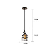 Retro Industrial Pendant Light Nordic Black Metal Cage Lighting Fixtures Iron Loft Cage Kitchen Vintage Adjustable Hanging Lamps