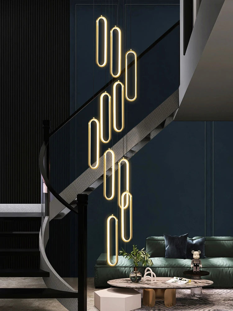 Minimalist Chandelier Nordic Hanging Modern LED Pendant Light Living Room Restaurant Villa Loft Ceiling Staircase Pendant Light