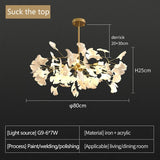 Nordic Ginkgo Leaf LED Chandelier - Modern Round Interior Hanging Light