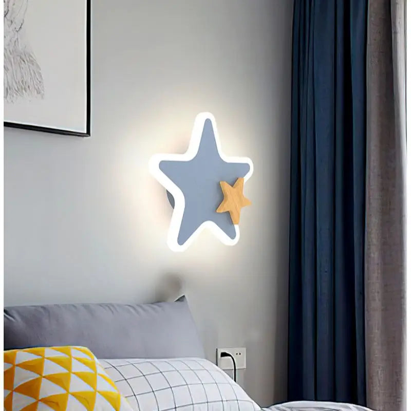 Cartoon LED Rocket Wall Lamp Modern Creative Moon Star Wall Light Indoor Baby Children's Room Bedside Decoration Light Kids Gift