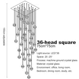 LED Villa Staircase Pendant Lights Long Cable Hanging crystal glass ball droplight for Restaurant Bar Indoor Decorative