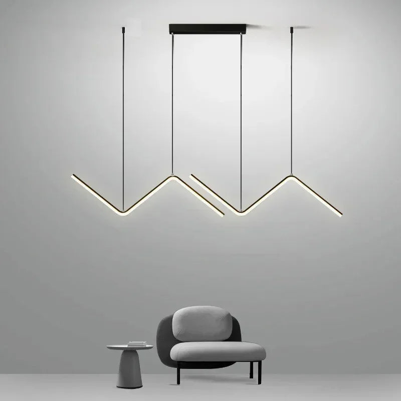 Modern LED Pendant Light Nordic Gold Hanging Chandelier For Tubular Restaurant Kitchen Office Coffee  Indoor Decorative Lamps
