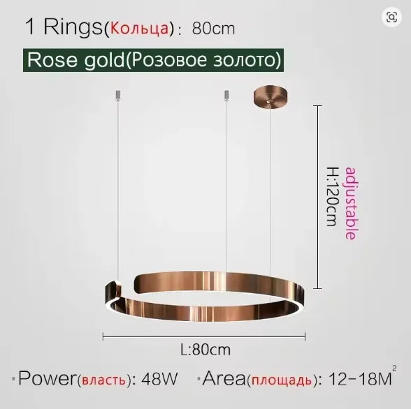 Modern Salon Design Ring Ceiling Chandelier Dining Room Pendant Lamp Bedroom Home LED Lighting Fixtures