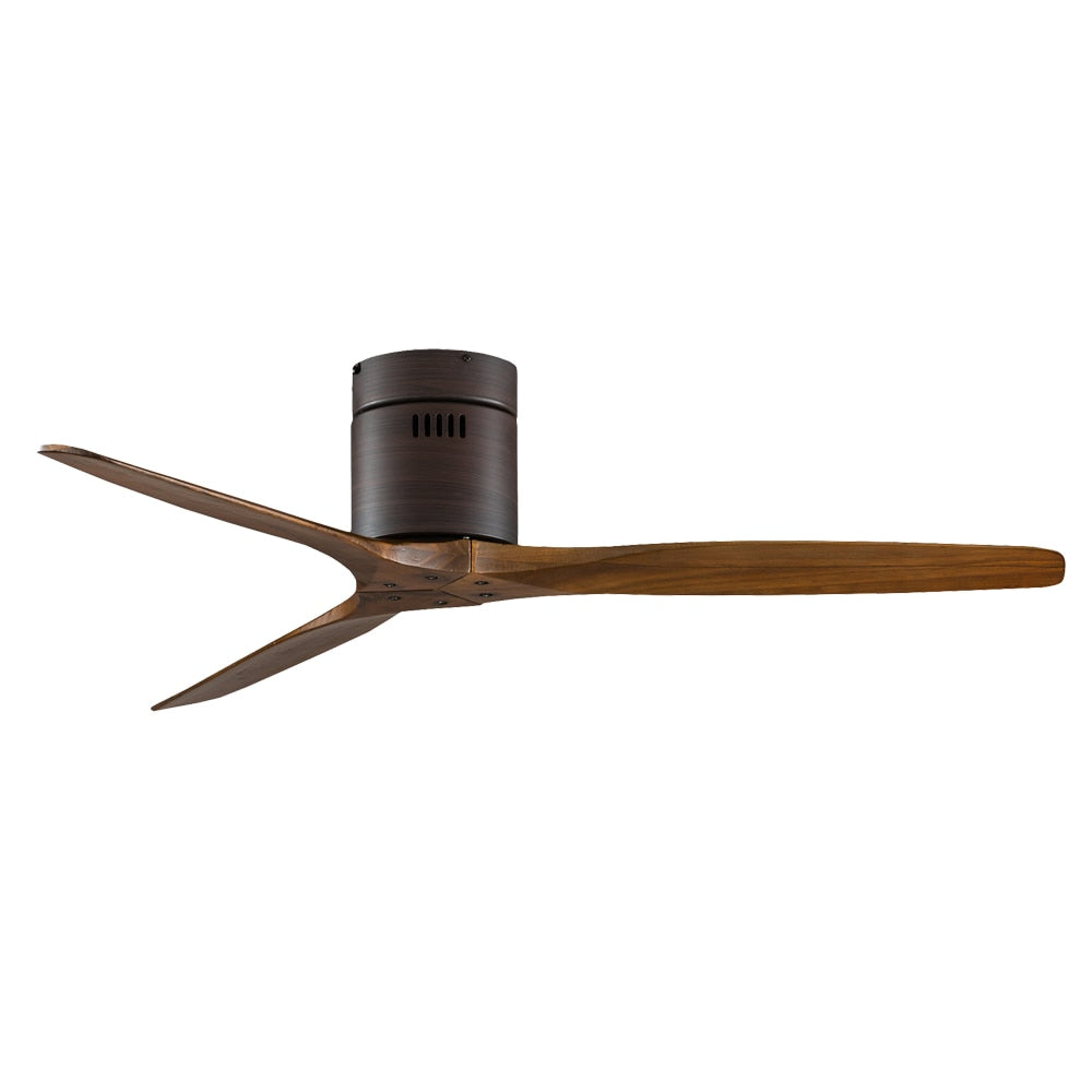 Brushed Luxury 3 Wooden Blade DC 85V - 260V Motor Decorative Ceiling Fan Ventilator Light Remote Control