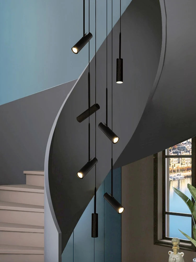 Nordic Modern LED Spotlight Staircase Chandelier Bedside Pendant Lamps Living Room Adjustable Angle Island Lights Designer Style