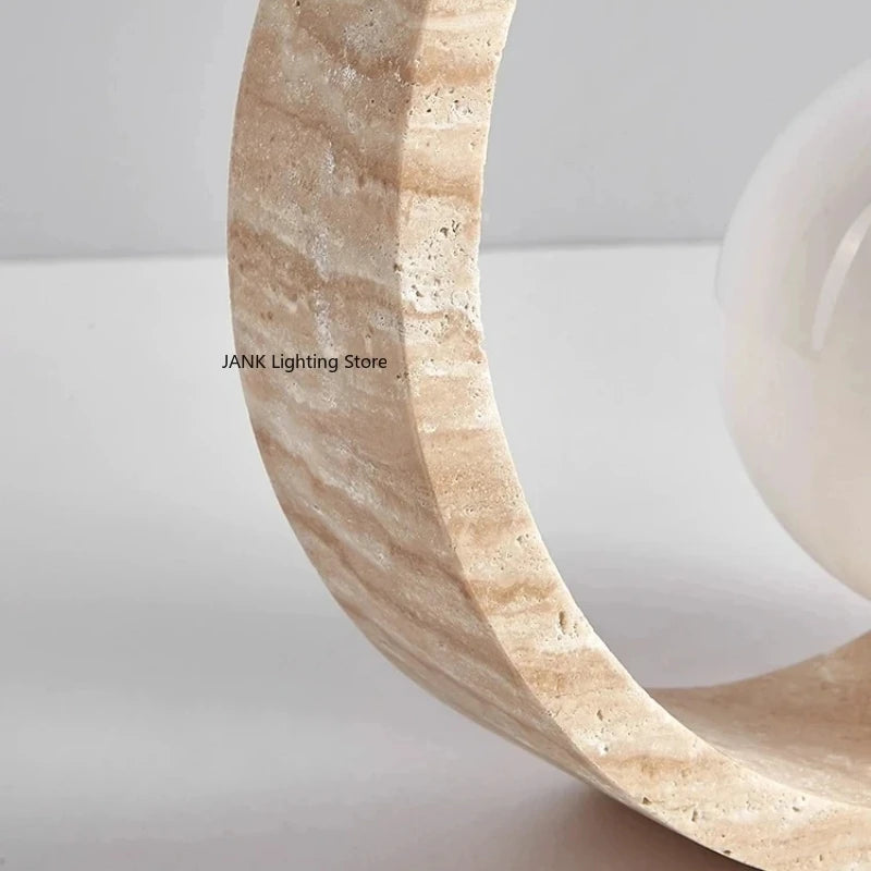 Italian Yellow Cave Stone Table Lamp, Living Room  Light Luxury Bedroom Bedside Indoor Lighting D25cm