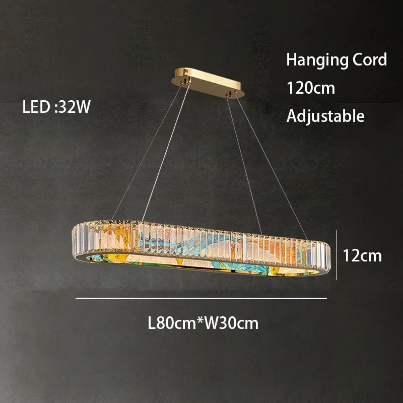 2025 Modern New Enamel Color Chandiler Lustre Crystal Glass Ceiling Light Luxury LED Ring Villa Decor Bedroom Living Dining Room