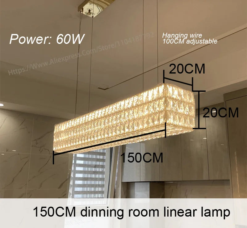 Round Crystal Chandelier Home Decoration Hanging Lamp Living Dinning Room Modern Crystal Pendant Light Kitchen Dimmable LED Lamp