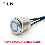 19mm 20A Push Button Switch - IP66 Waterproof Metal LED Light