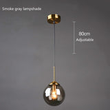 Nordic LED Glass Ball Pendant Lamp Home Indoor Decors Hanging Chandeliers Lighting Dining Room Restaurant Smoke Gray Suspension