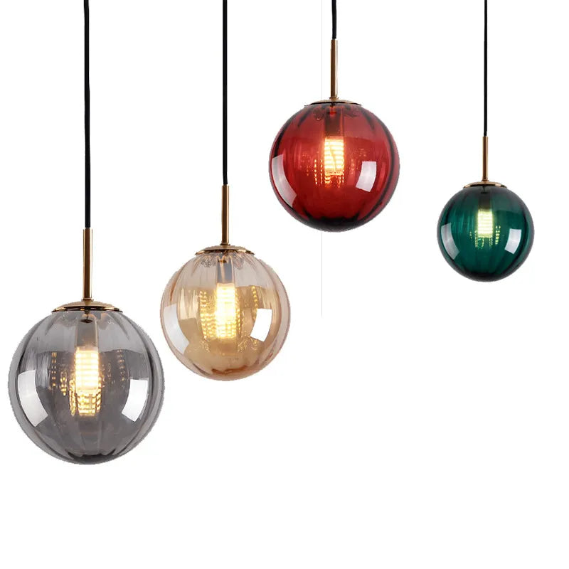 Nordic Colored Glass Pendant Lights Modern Simple Glass Art Hanging Lamp Restaurant Bar Sus pendent Bedroom Bedside Lamp Fixture