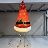 Glowing Santa Hat Chandelier - Warm Glowing Christmas Ornaments Hanging Chandelier Xmas Decoration for Porch Festive Decor