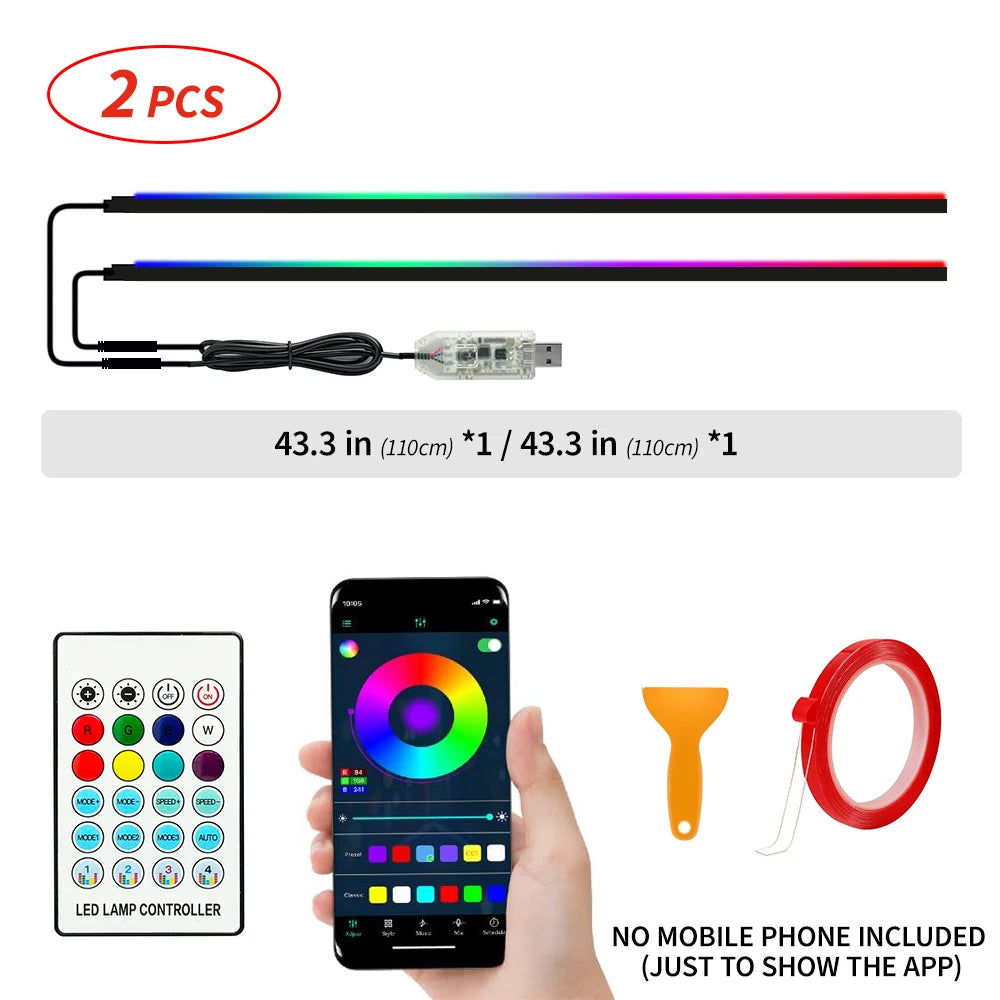 43.31" Streamer Car Ambient Light - RGB 64 Color Universal LED Interior Strip