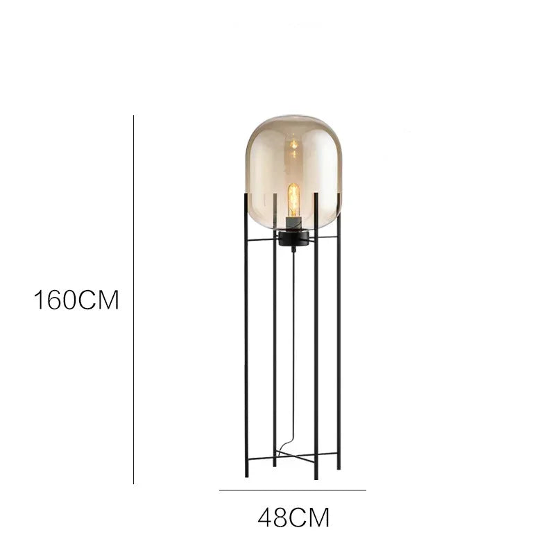 Nordic Minimalist Smoke Gray Glass Led Floor Lamp Designer Bedroom Bedside Table Light High-end Living Room Decoration Lighting